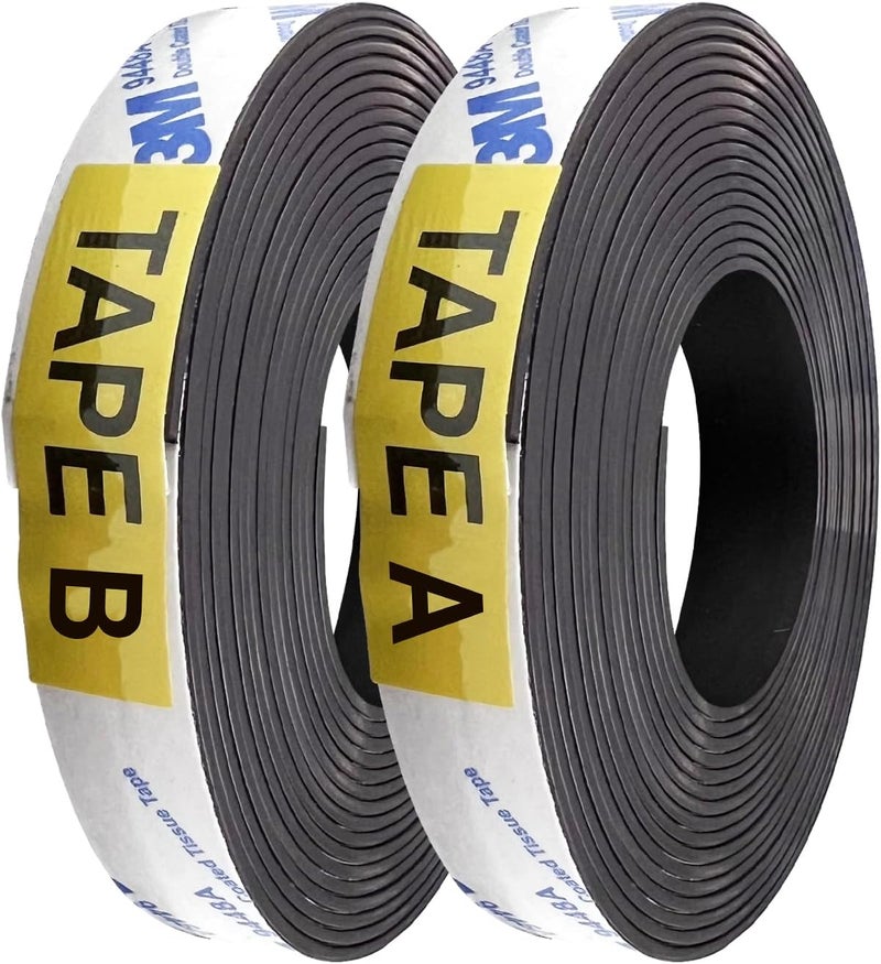 MVISUAL Store Magnetic Tape A+B, Inter-Absorbing Magnetic Tape Strip, Magnetic Strips with Adhesive Backing for Fly Screen (6.6 ft + 6.6 ft) - Image 1
